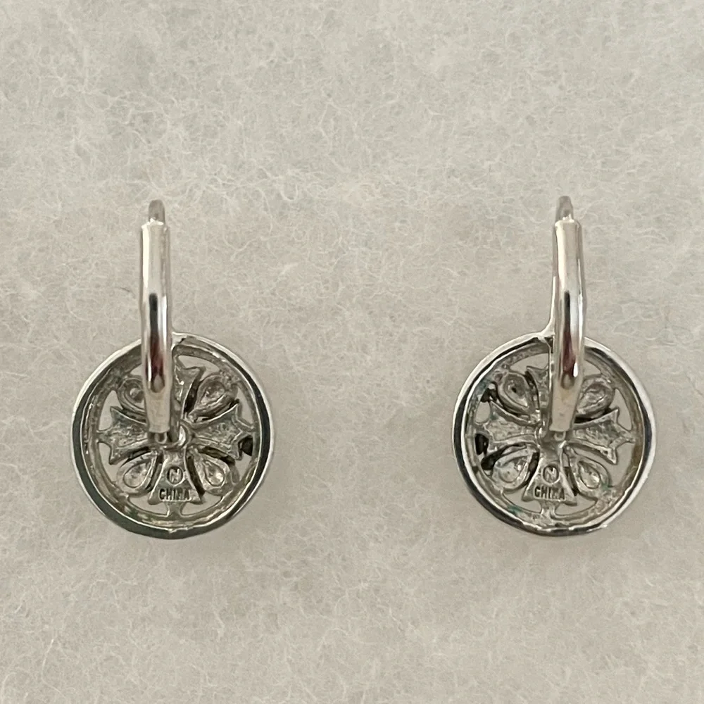 Elegant Silver Earrings with Rhinestone Accents